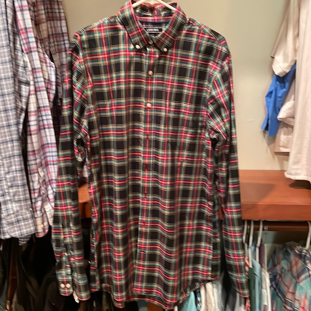 Lands’ End 16-16.5 L/T Tailored Fit No Iron Twill Men’s Button Down Shirt